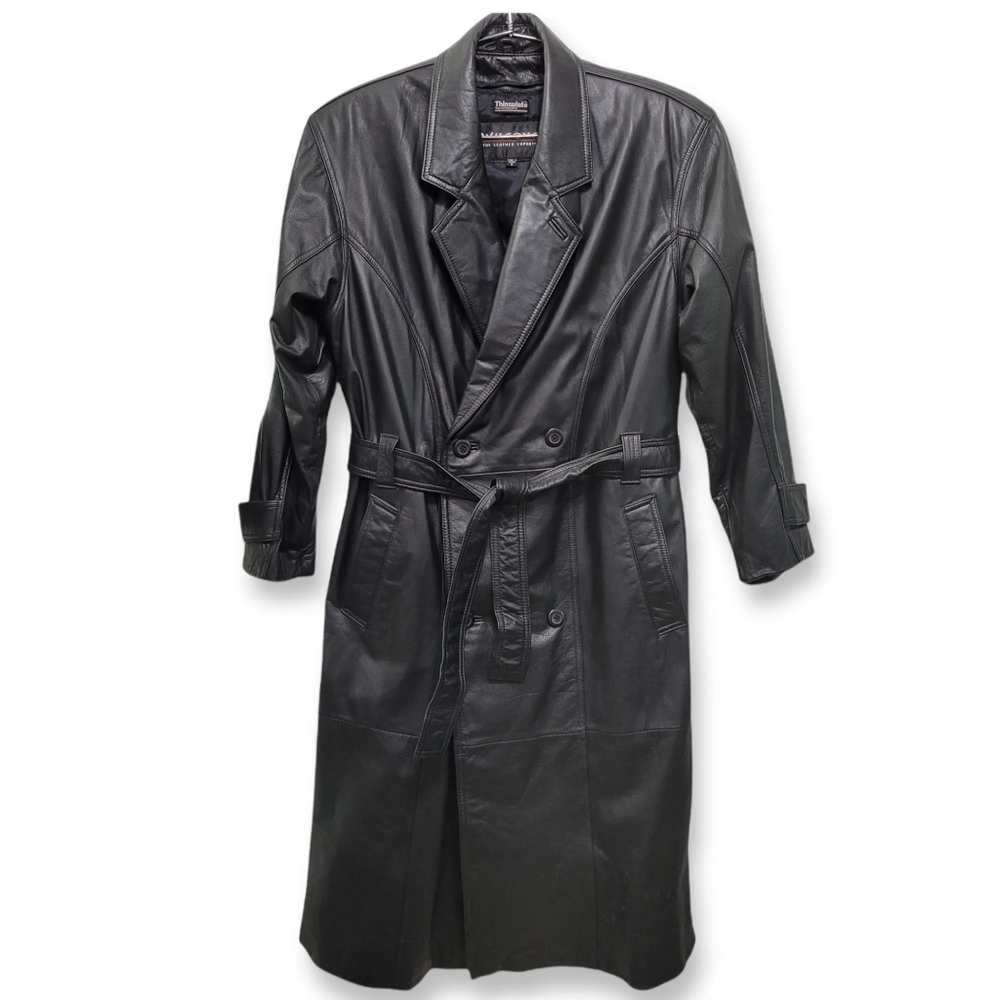 SOLD--Vintage Wilsons Leather Trench Coat Removable Liner Men's Small Unisex